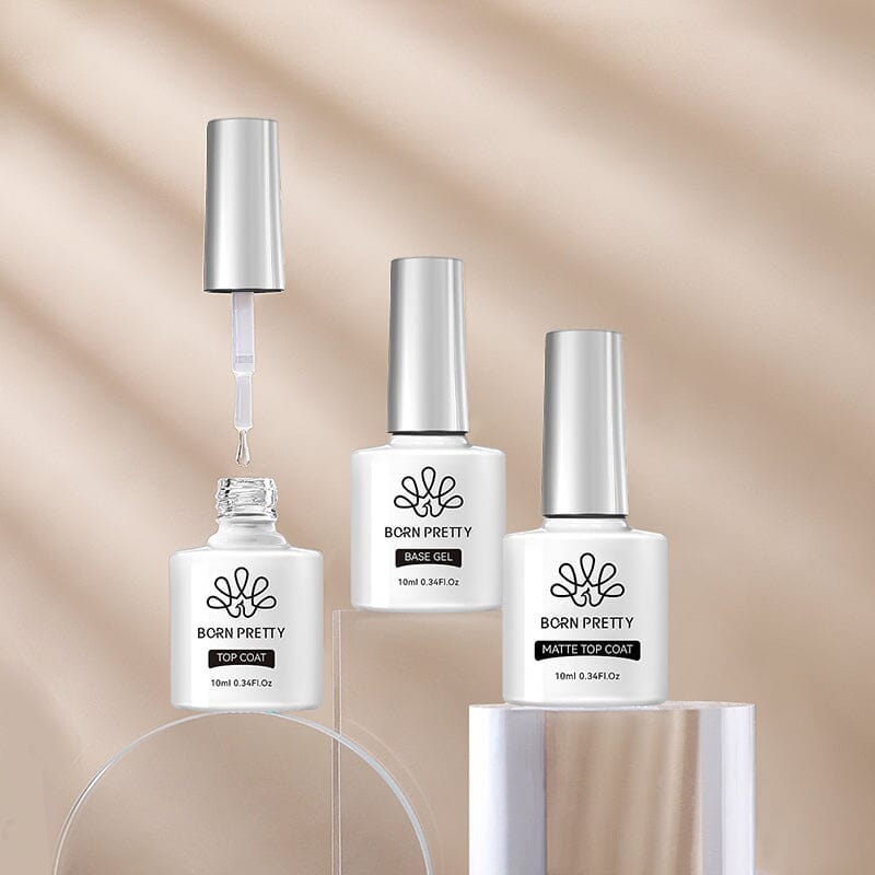 3pcs Set (Base Gel, Super Top Coat, Matte Top Coat) 10ml Gel Nail Polish BORN PRETTY 