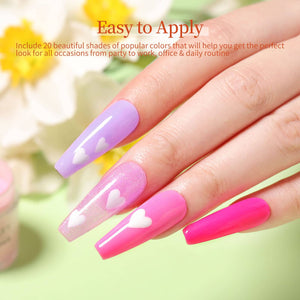 [US ONLY] 20 Colors Dip Powder Colors Nail Kit with Base Activator Top Coat Nail Powder NICOLE DIARY 