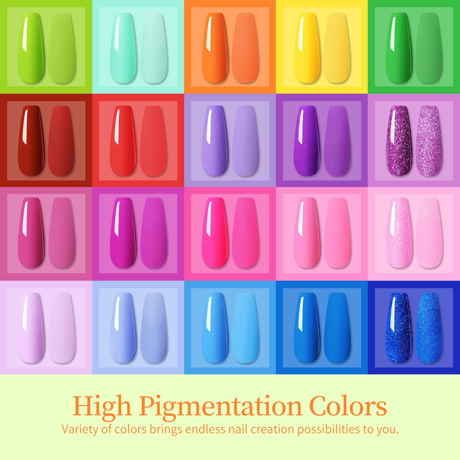 [US ONLY] 20 Colors Dip Powder Colors Nail Kit with Base Activator Top Coat Nail Powder NICOLE DIARY 