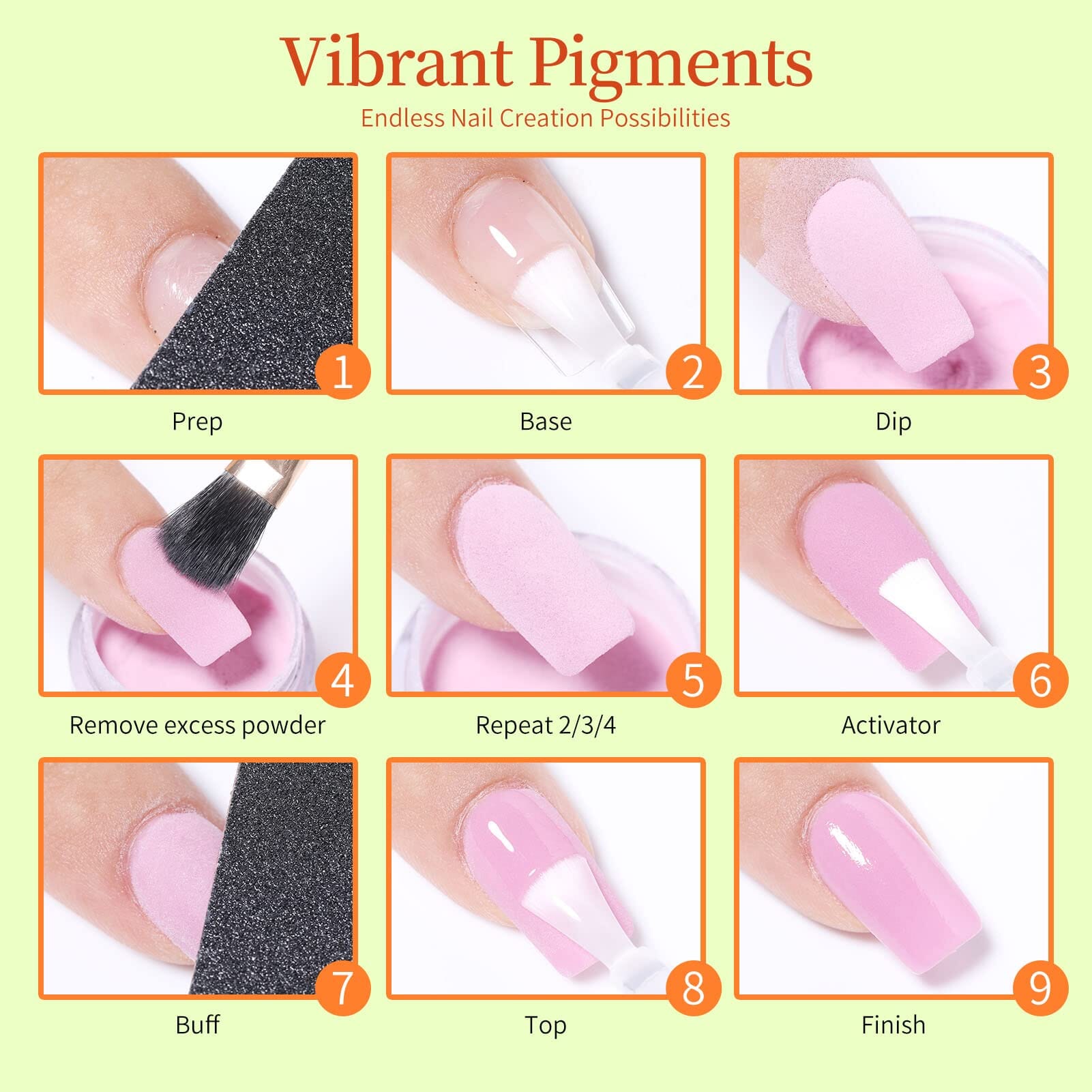 [US ONLY] 20 Colors Dip Powder Colors Nail Kit with Base Activator Top Coat Nail Powder NICOLE DIARY 