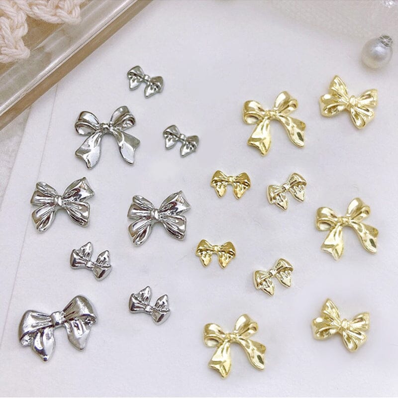 10pcs Bowknot Gold Silver Alloy Nail Decoration DIY Nails BORN PRETTY 6 Patterns 