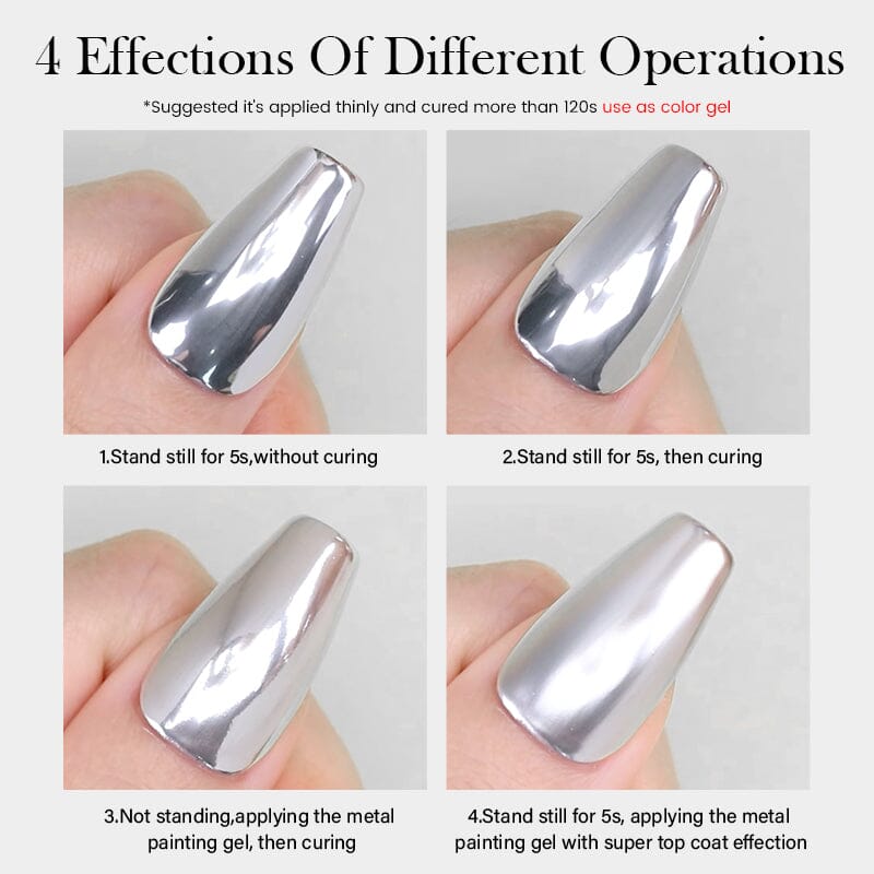 Super Shine Silver Metal Painting Gel Gel Nail Polish BORN PRETTY 