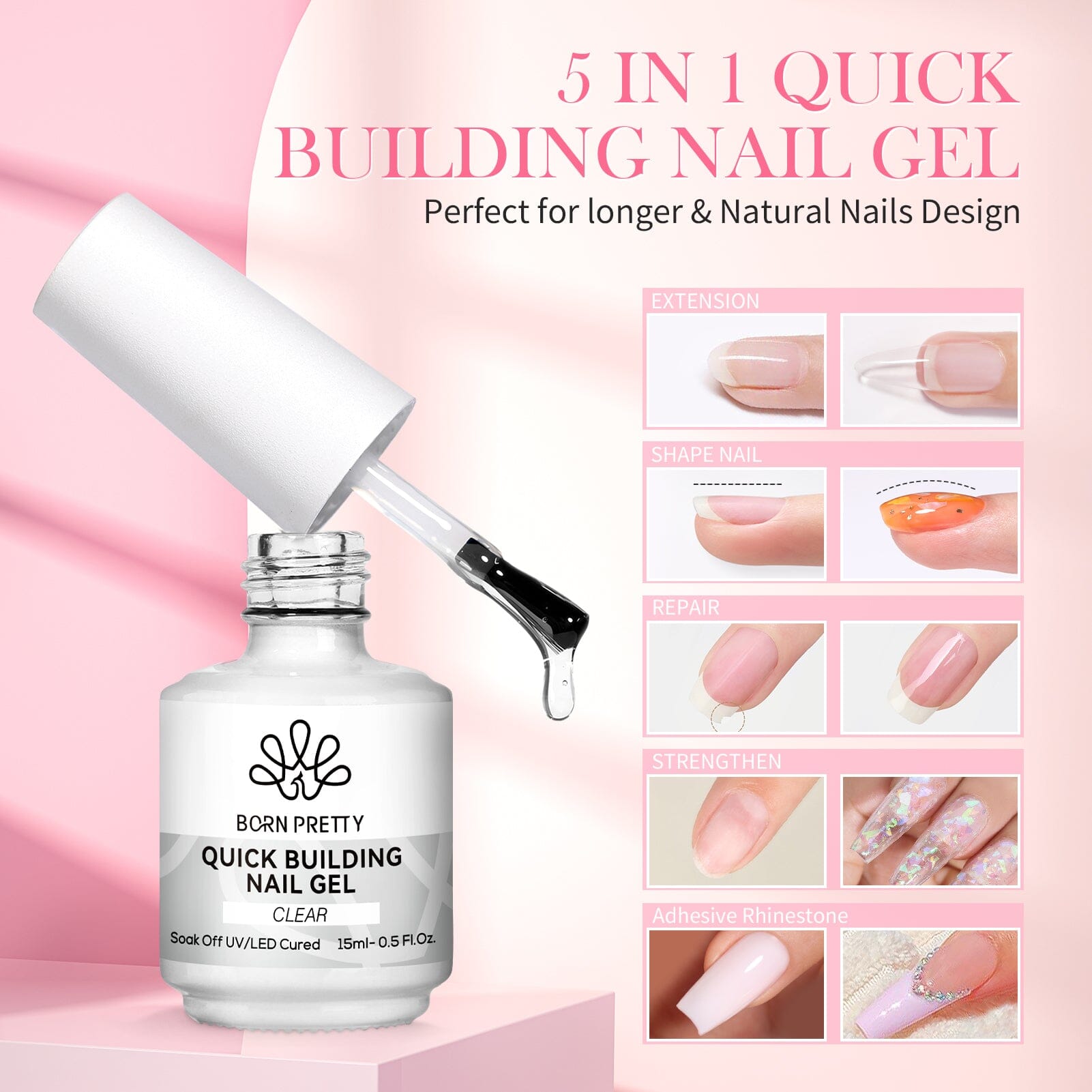 3pcs Set Clear Quick Building Nail Gel Kit Gel Nail Polish BORN PRETTY 