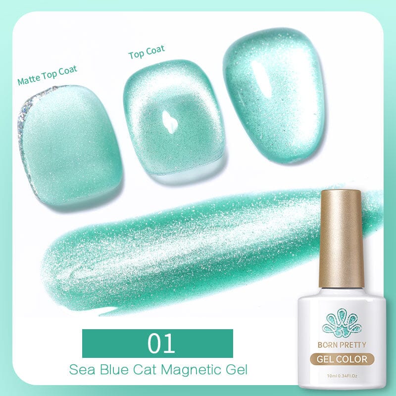 Sea Blue Cat Magnetic Gel 01 10ml Gel Nail Polish BORN PRETTY 