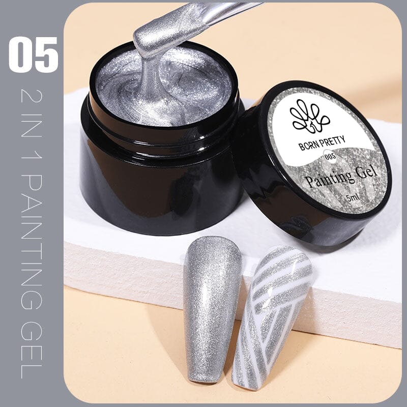 2 in 1 Painting Gel 5ml Silver Gel Nail Polish BORN PRETTY 