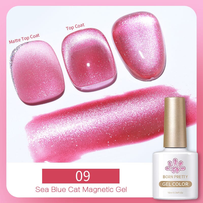 Sea Blue Cat Magnetic Gel 10ml 09 Gel Nail Polish BORN PRETTY 