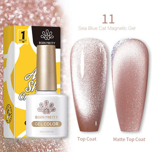 Sea Blue Cat Magnetic Gel 10ml 11 Gel Nail Polish BORN PRETTY 