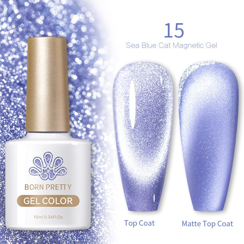 Sea Blue Cat Magnetic Gel 10ml Gel Nail Polish BORN PRETTY 15 