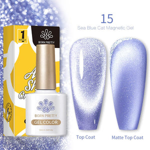 Sea Blue Cat Magnetic Gel 10ml 15 Gel Nail Polish BORN PRETTY 