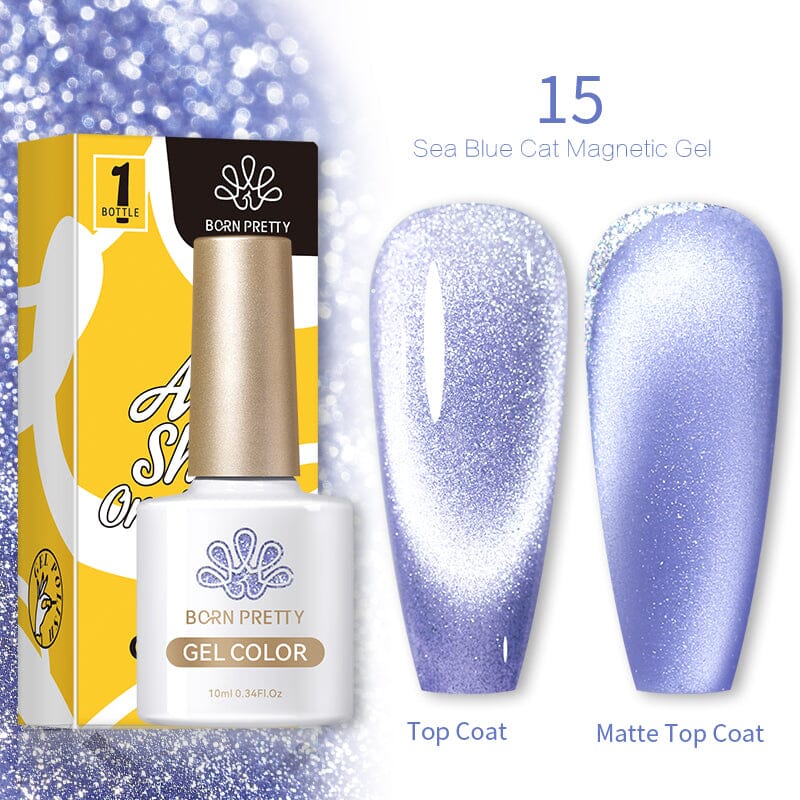 Sea Blue Cat Magnetic Gel 10ml 15 Gel Nail Polish BORN PRETTY 