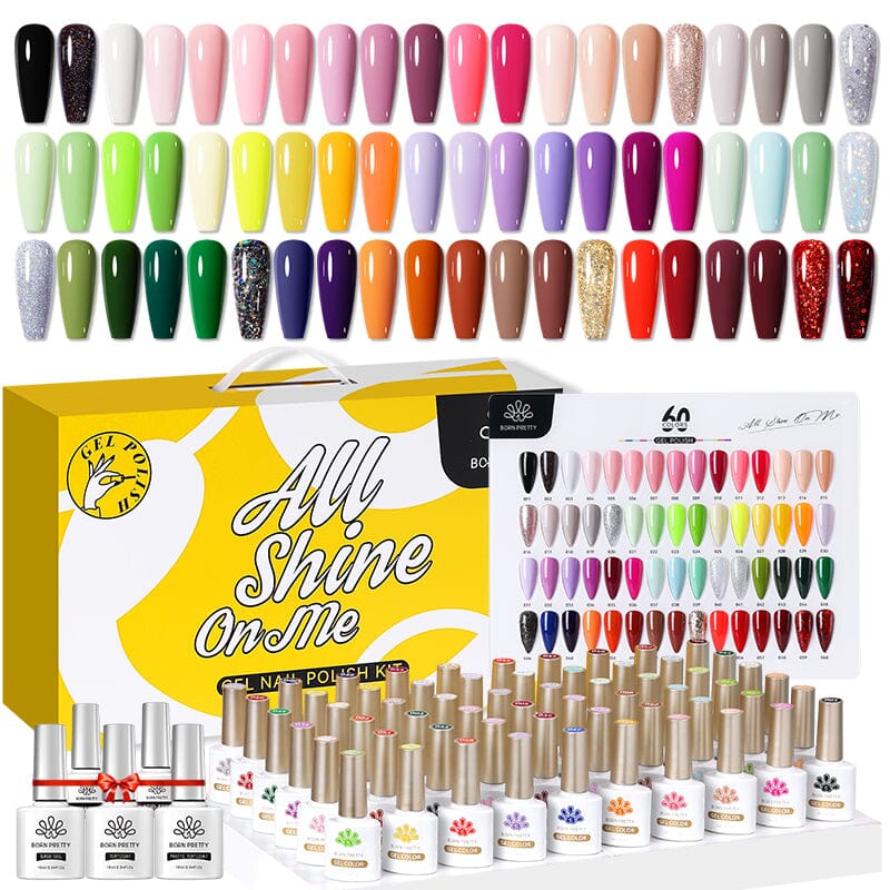 60 Colors Gel Polish Set with Base Top Coat Color Chart Kits & Bundles BORN PRETTY 