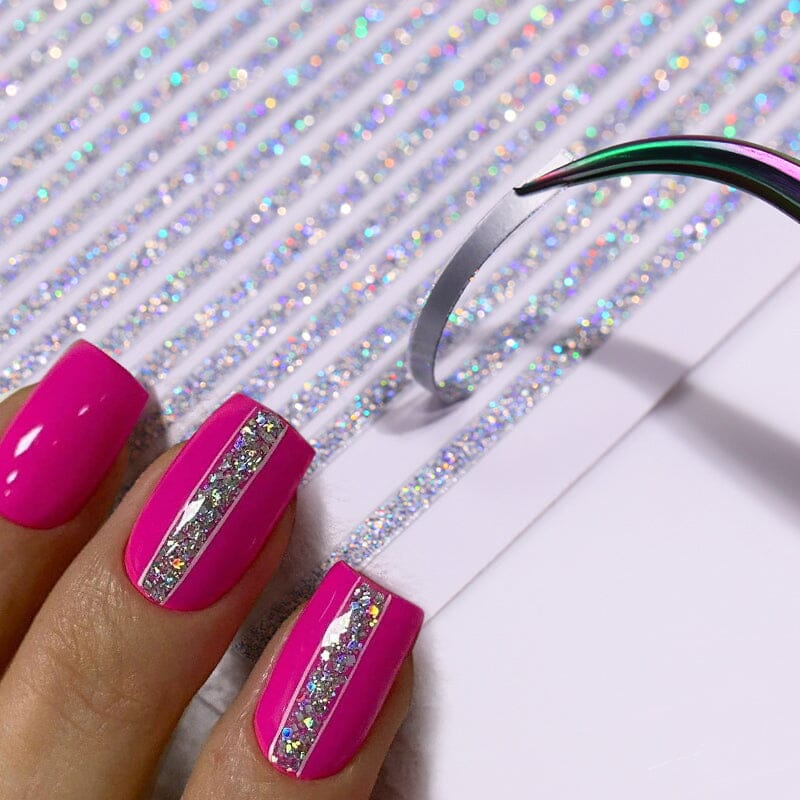 Laser Silver Glitter Line Nail Sticker DIY Nails BORN PRETTY 