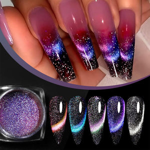 Silver Moon Cat Magnetic Powder Nail Powder No Brand 
