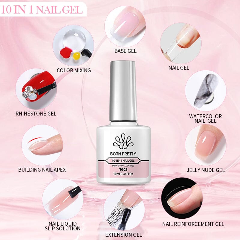 10 IN 1 Nail Gel Clear TG01 10ml Gel Nail Polish BORN PRETTY 