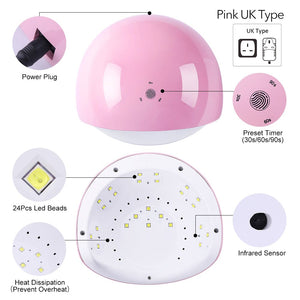 48W UV LED Nail Lamp Pink US Type Plug Nail Tools BORN PRETTY 