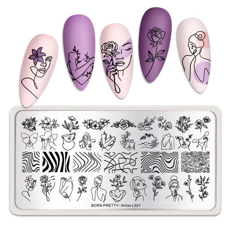 Art Plaster Figure Rectangle Nail Stamping Plate Artist-L021 Stamping Nail BORN PRETTY 