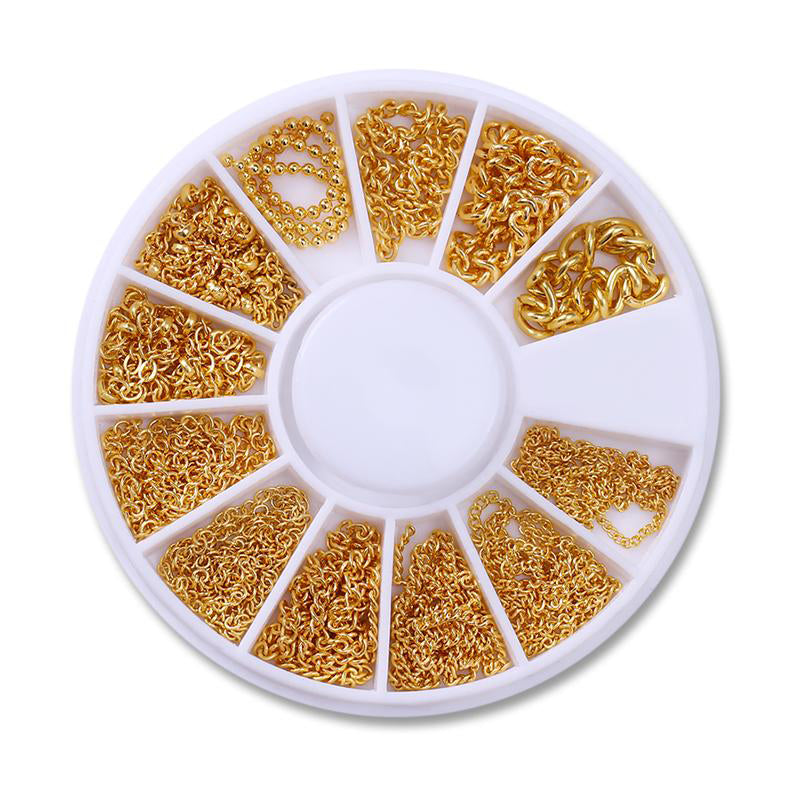 Gold Chain Metal 3D Nail Decoration in Wheel DIY Nails BORN PRETTY 