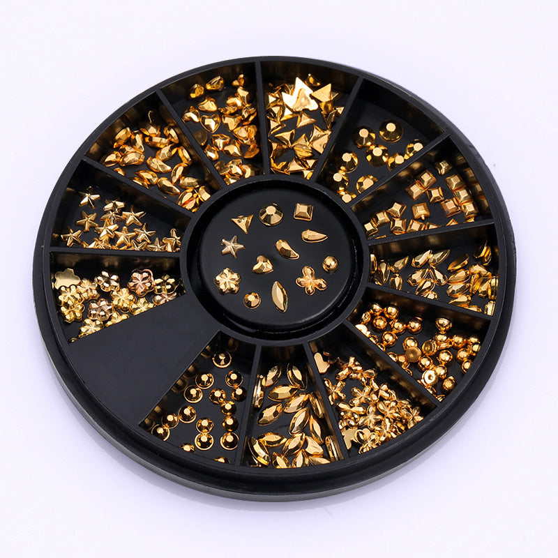Gold Metal 3D Nail Decoraion in Wheel DIY Nails BORN PRETTY 