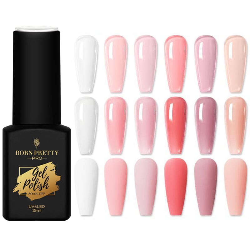 Jelly Nude Gel Polish 15ml Gel Nail Polish BORN PRETTY 6 Colors 
