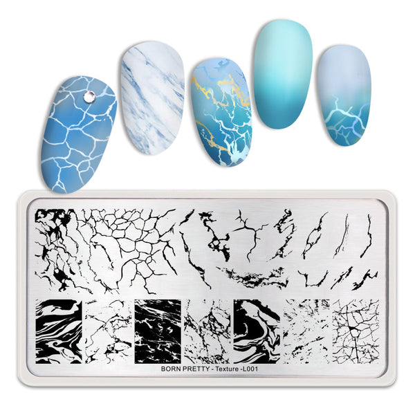 BORN PRETTY Rectangle Nail Stamping Plate Ink Marble Theme Texture - L001 Stamping Nails BORN PRETTY 