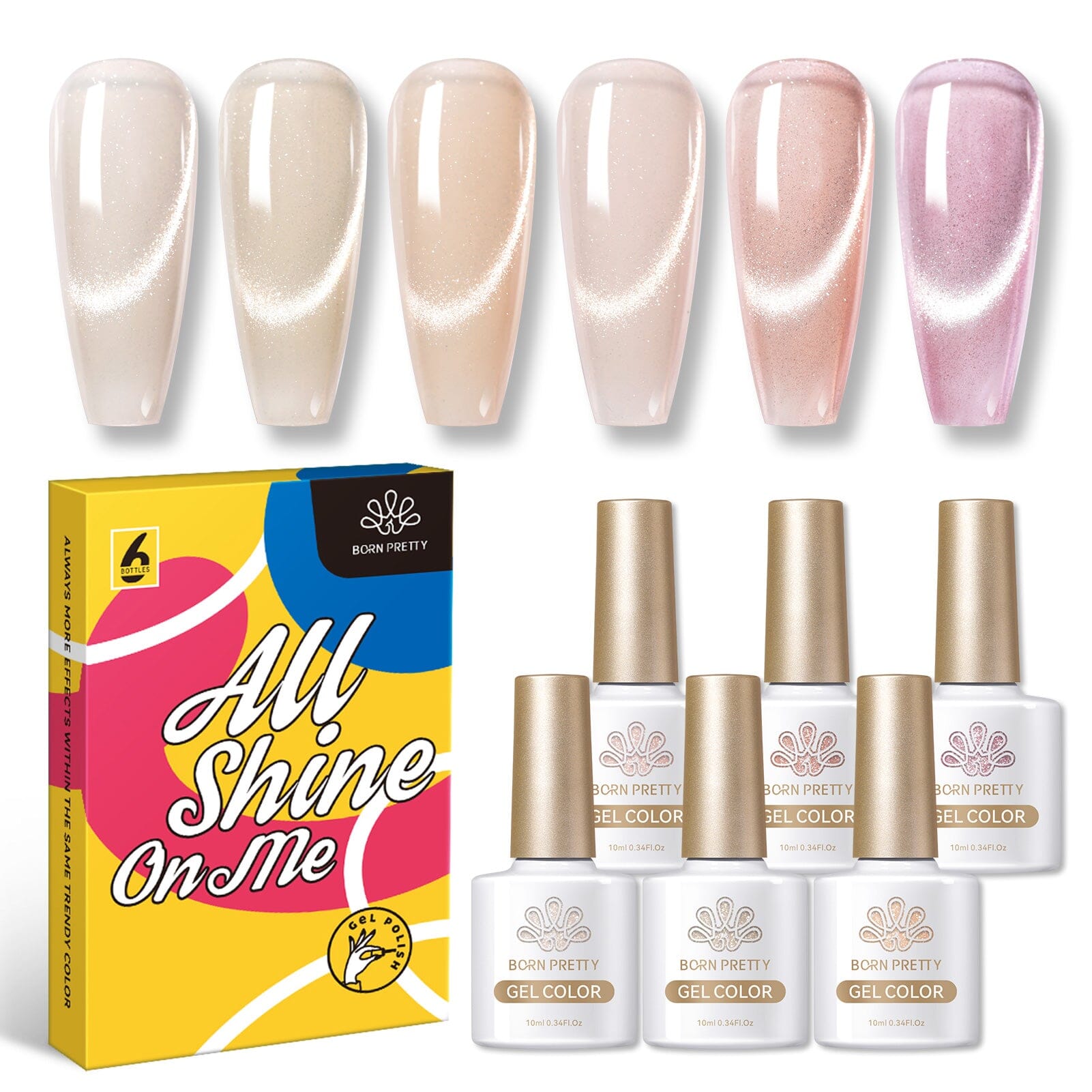 Snowlight - Jelly Pink Magnetic Gel 6 Colors 10ml Gel Nail Polish BORN PRETTY 