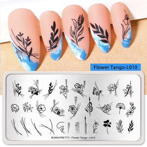 BORN PRETTY Rectangle Nail Stamping Plate Butterfly Flower Pattern Flower Tango - L010 Stamping Nails BORN PRETTY 